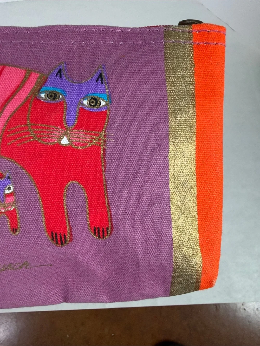 NWOT Laurel Burch Fantastic Felines Cat Organizer Makeup Jewelry Zip Bag Vintage